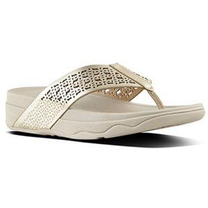 NEW! FitFlop✨Pale Gold Leather Lattice Sandal Sz 7